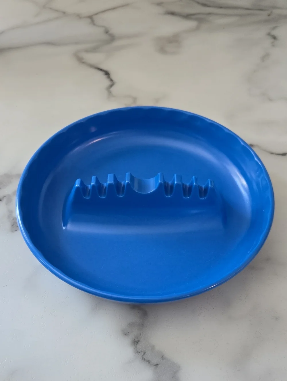 Vintage Blue Plastic Ashtry Cigar And Cigarette